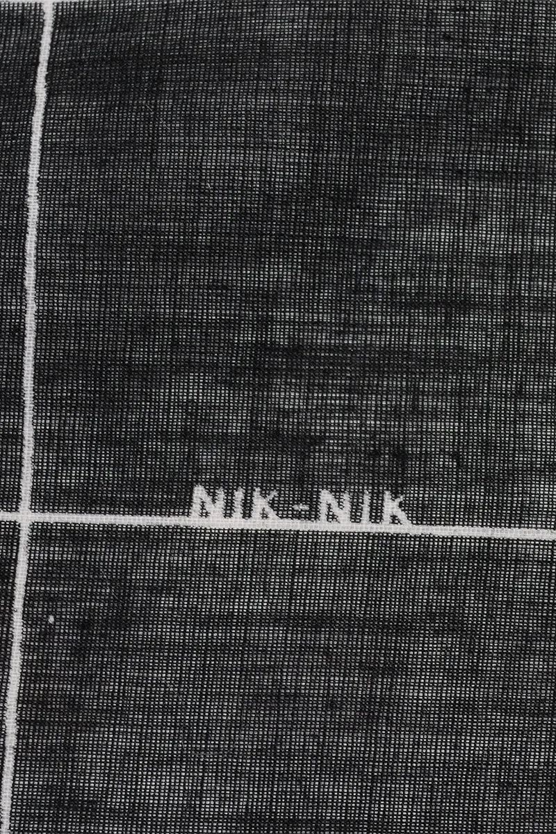 1970s Rare Nik-Nik Black Grid Cotton Square Scarf w/ Rainbow Stripes