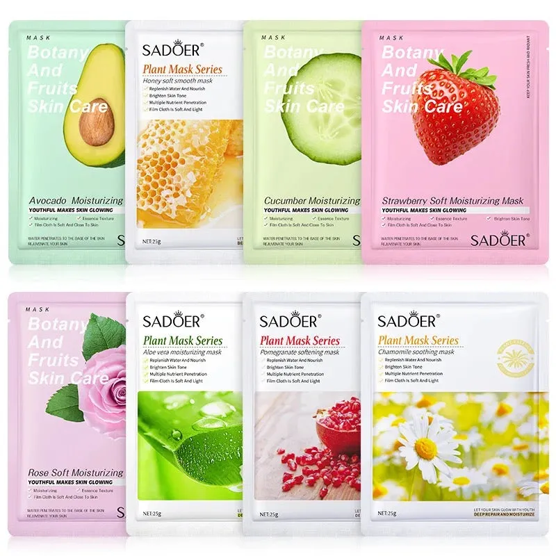 6 Pieces Fruits Face Sheet Mask Moisturizing Brightening Facial Masks ( Random )