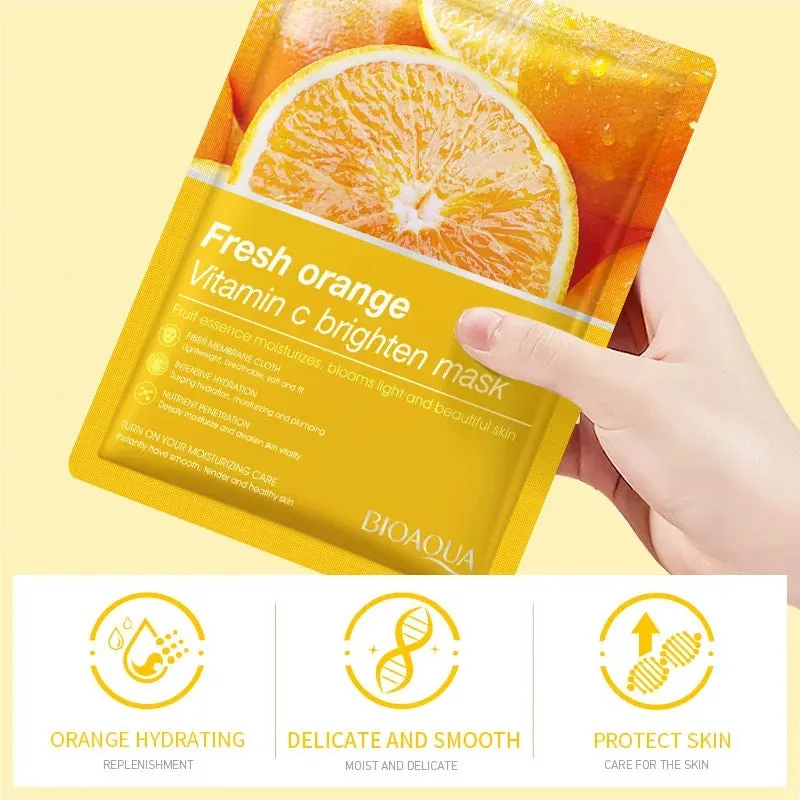 6 Pieces Fruits Face Sheet Mask Moisturizing Brightening Facial Masks ( Random )
