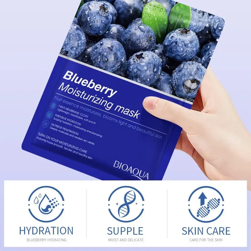 6 Pieces Fruits Face Sheet Mask Moisturizing Brightening Facial Masks ( Random )