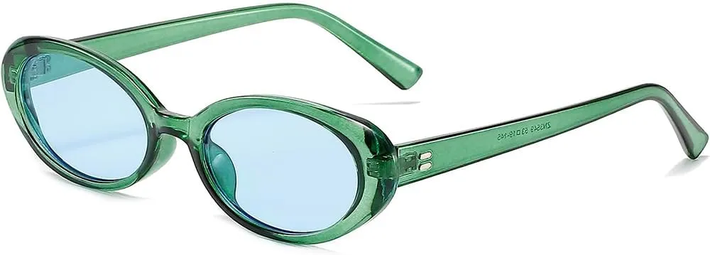 90s Sunglasses for Women Men Retro Small Oval Sunglasses