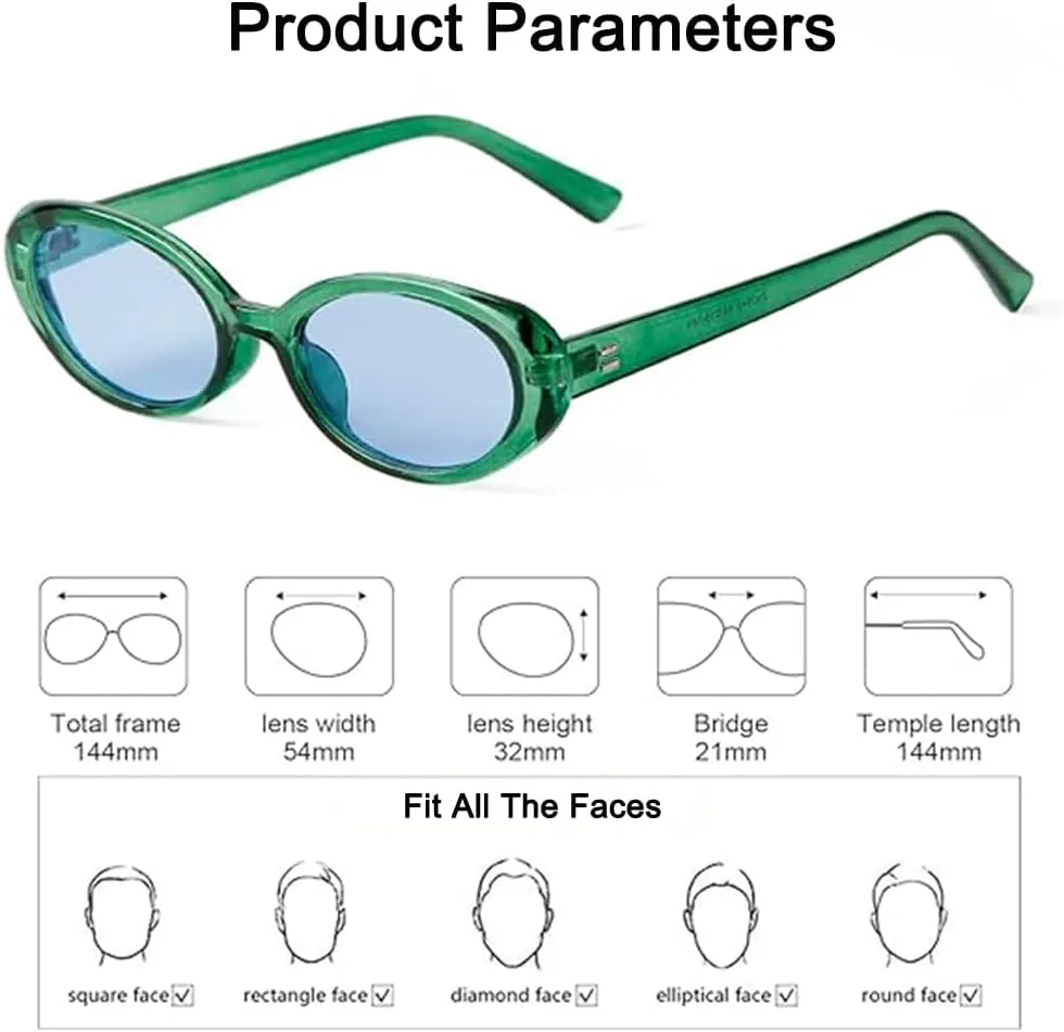 90s Sunglasses for Women Men Retro Small Oval Sunglasses