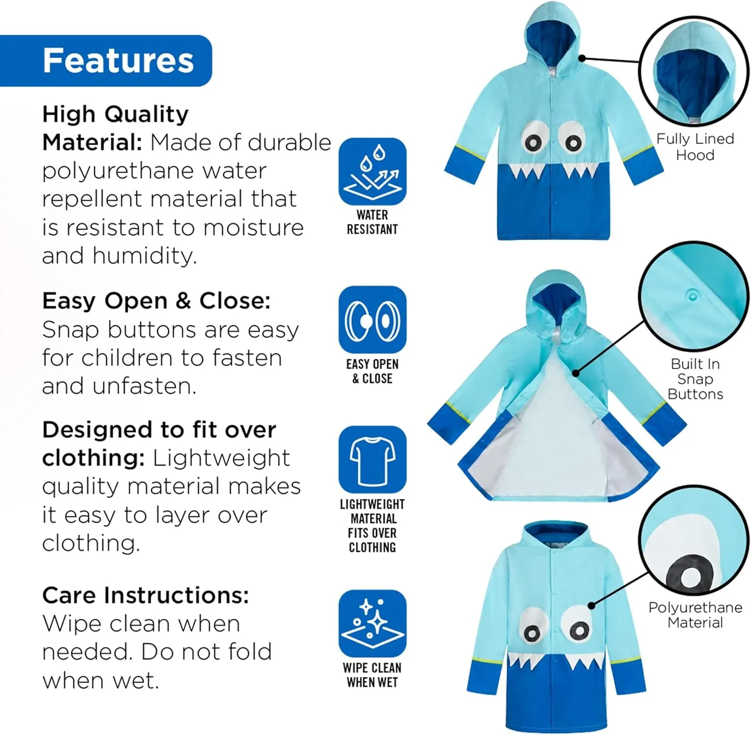 addie & tate Kids Umbrella for Girls and Boys & Rain Coats Set -Toddler Umbrellas Kids Raincoat Boys Girls Jacket