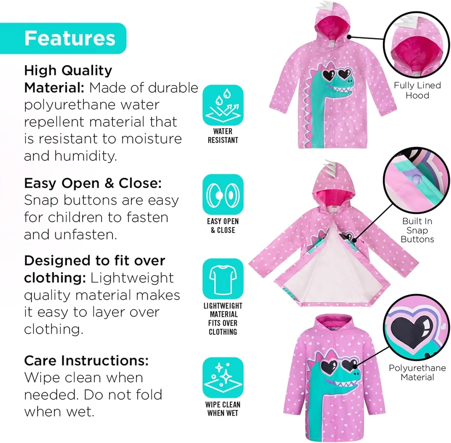 addie & tate Kids Umbrella for Girls and Boys & Rain Coats Set -Toddler Umbrellas Kids Raincoat Boys Girls Jacket