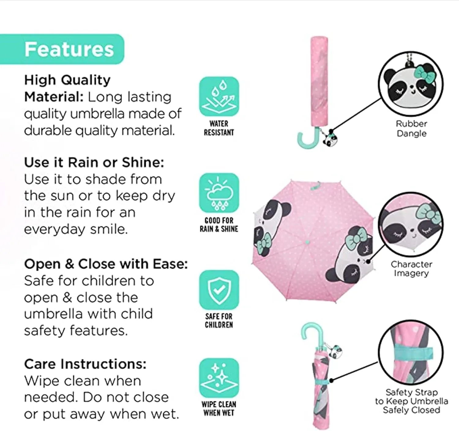 addie & tate Kids Umbrella for Girls and Boys & Rain Coats Set -Toddler Umbrellas Kids Raincoat Boys Girls Jacket