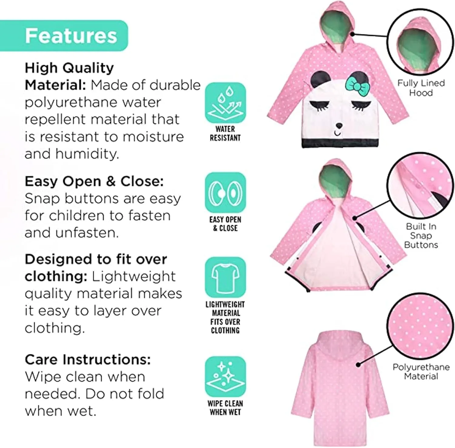 addie & tate Kids Umbrella for Girls and Boys & Rain Coats Set -Toddler Umbrellas Kids Raincoat Boys Girls Jacket