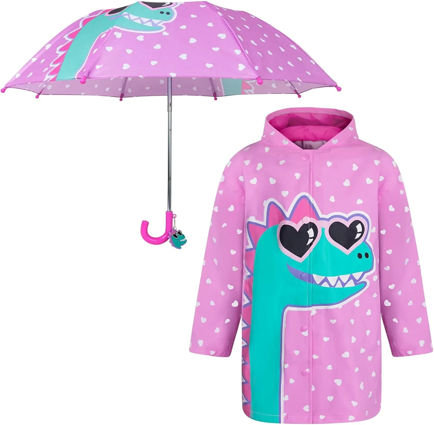 addie & tate Kids Umbrella for Girls and Boys & Rain Coats Set -Toddler Umbrellas Kids Raincoat Boys Girls Jacket