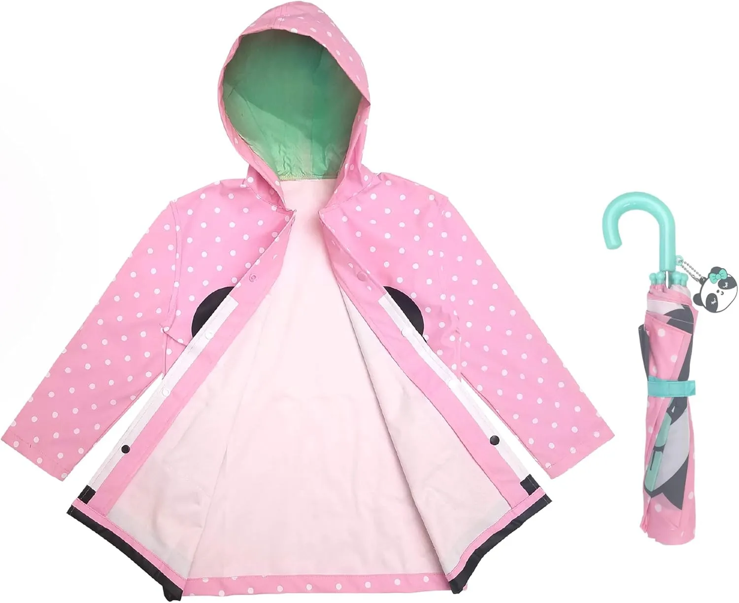 addie & tate Kids Umbrella for Girls and Boys & Rain Coats Set -Toddler Umbrellas Kids Raincoat Boys Girls Jacket