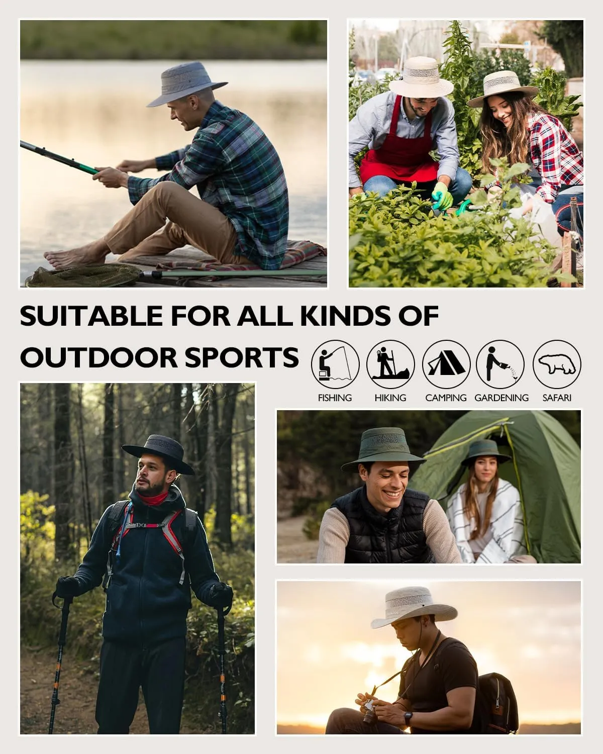 Century Star Sun Hats for Men Wide Brim UPF 50  UV Protection Fishing Safari Beach Hiking Bucket Garden Outdoor Boonie Hat