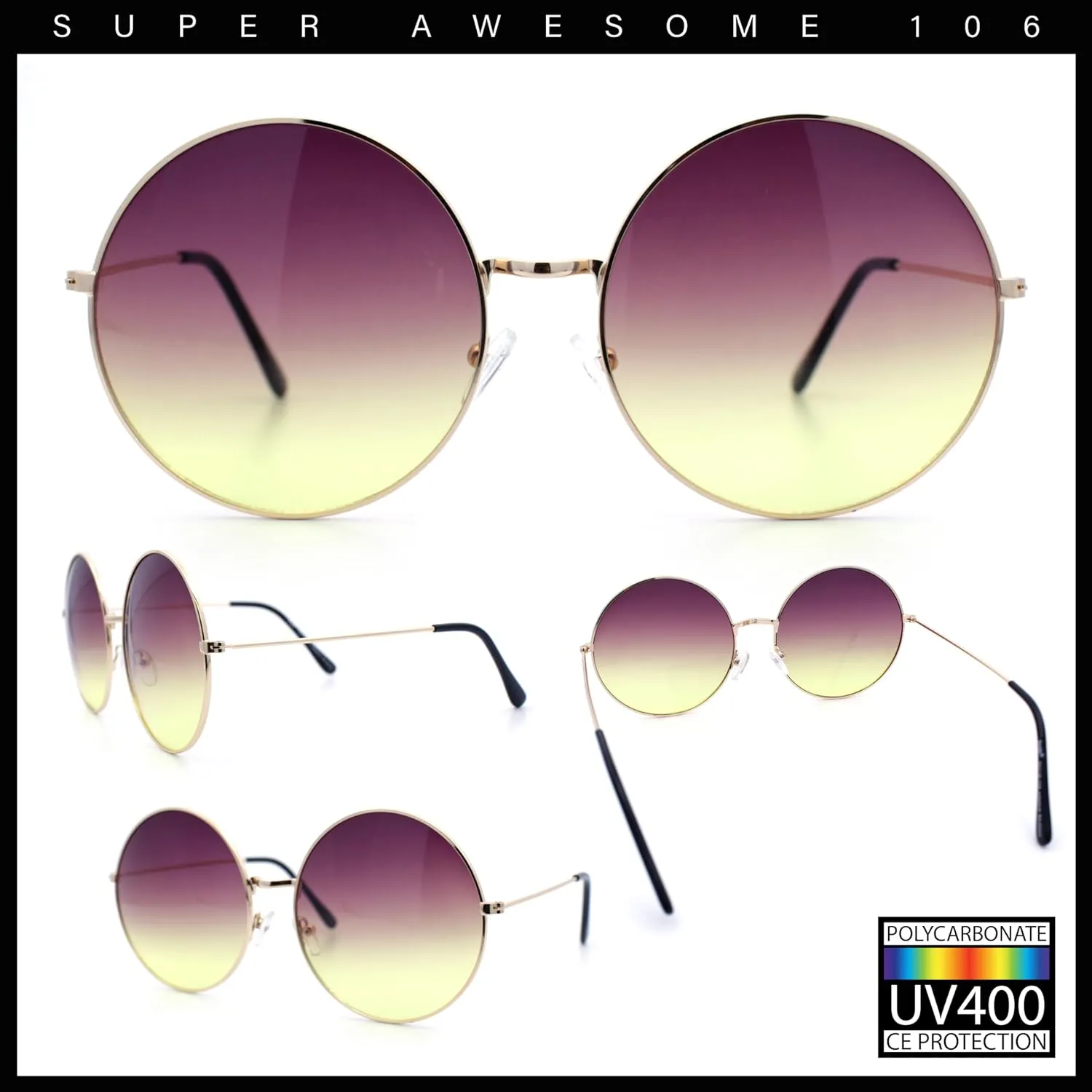 Classic Oversize Joplin Style Hippie Round Circle Lens Sunglasses