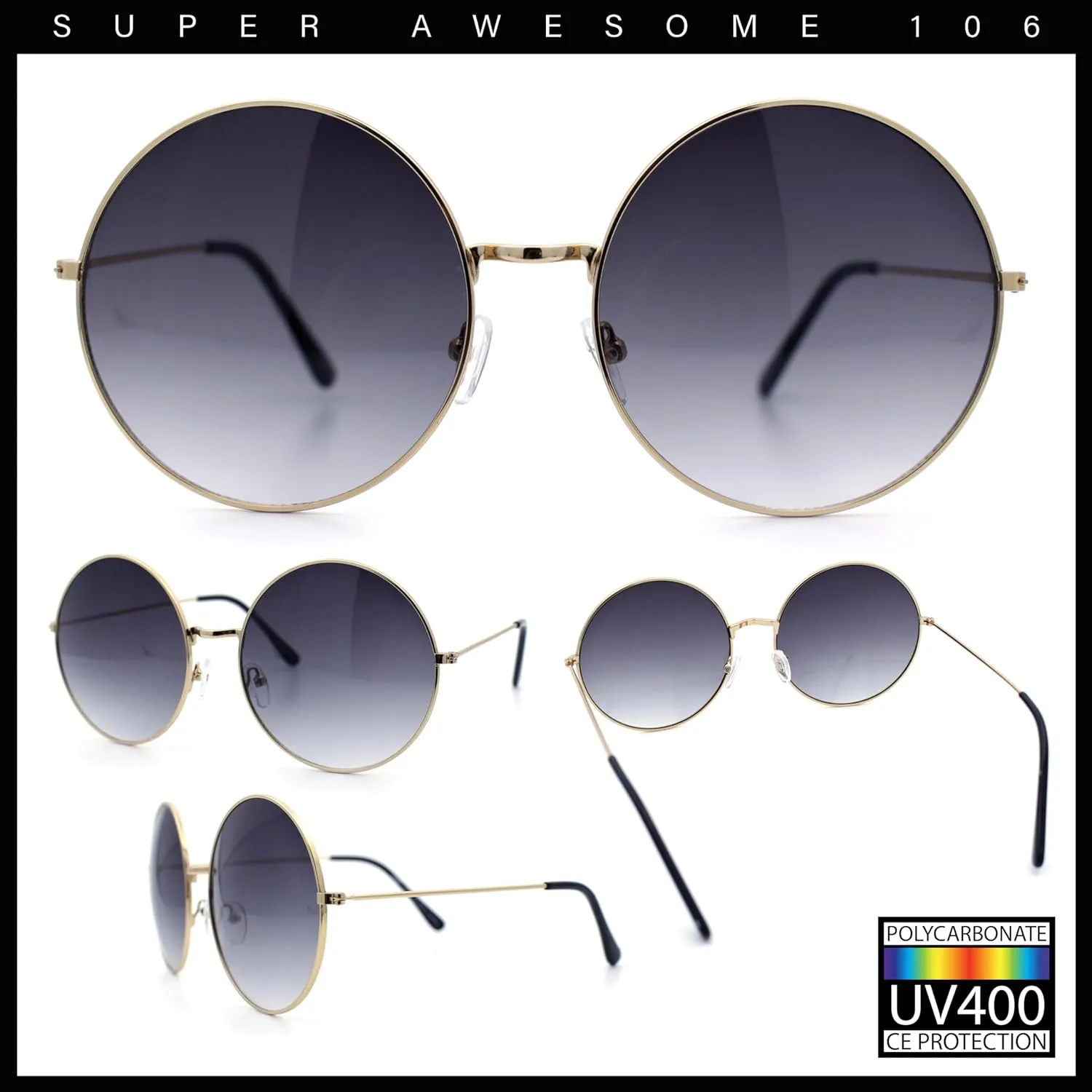 Classic Oversize Joplin Style Hippie Round Circle Lens Sunglasses