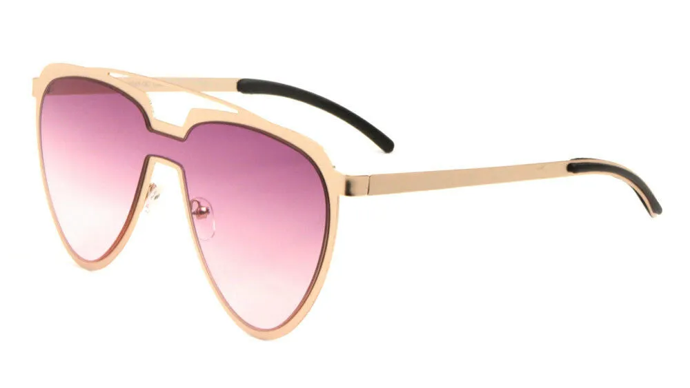 Cleopatra XL Womens Oversized Shield Aviator One Piece Lens Sunglasses