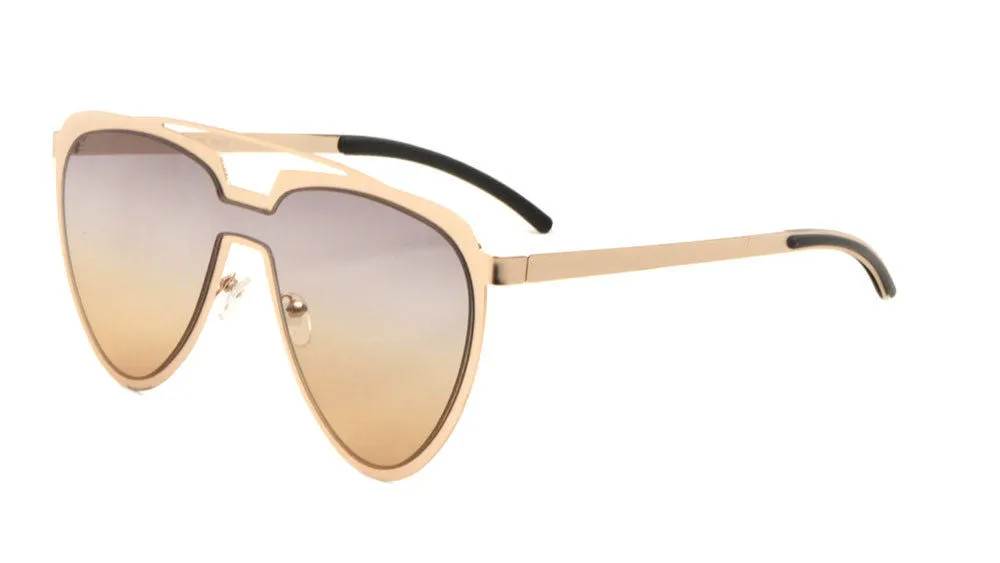 Cleopatra XL Womens Oversized Shield Aviator One Piece Lens Sunglasses