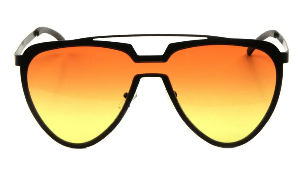 Cleopatra XL Womens Oversized Shield Aviator One Piece Lens Sunglasses
