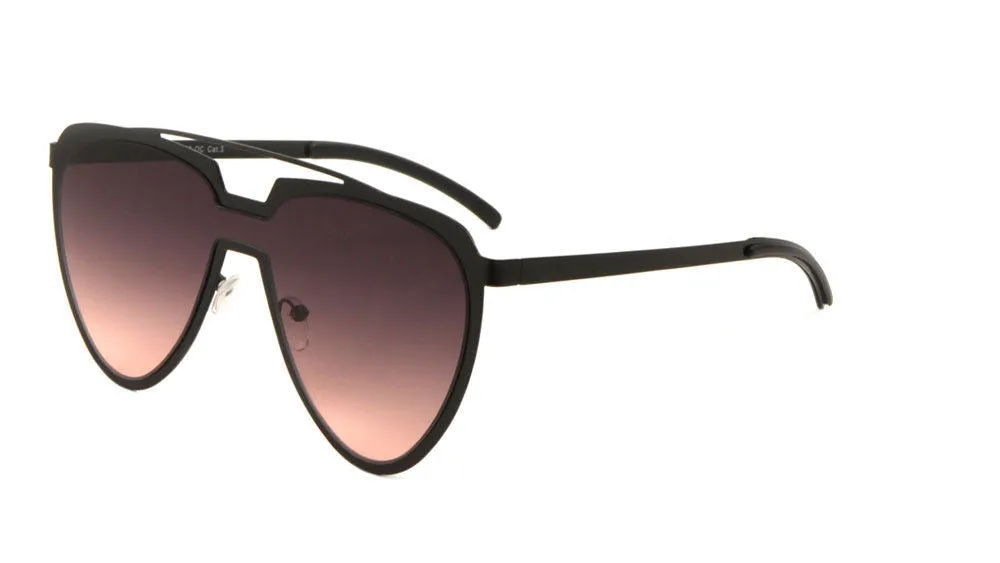 Cleopatra XL Womens Oversized Shield Aviator One Piece Lens Sunglasses