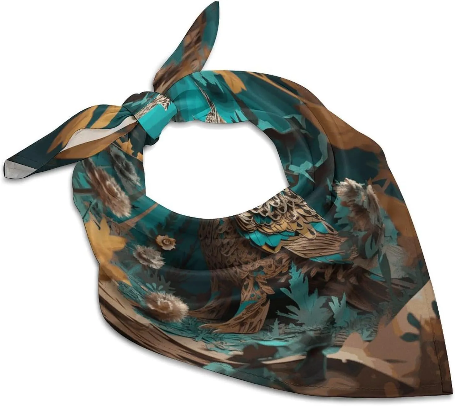 Dark Owl Silk Scarf Fashion Satin Head Scarf Lightweight Head Scarves for Neck Silk Scarves for Women Men Boho Hair Wrap Sleeping Kerchief Bandanas Pocket Square 18" X 18"