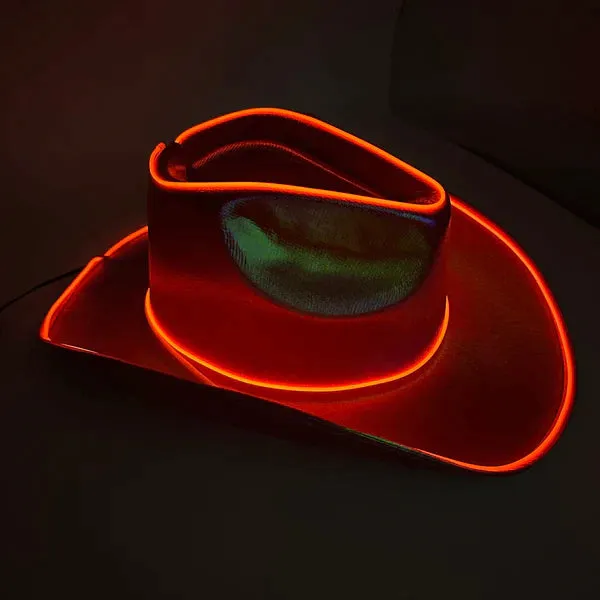 EL WIRE Light Up Iridescent Space Red Cowboy Hat - Pack of 12 Hats