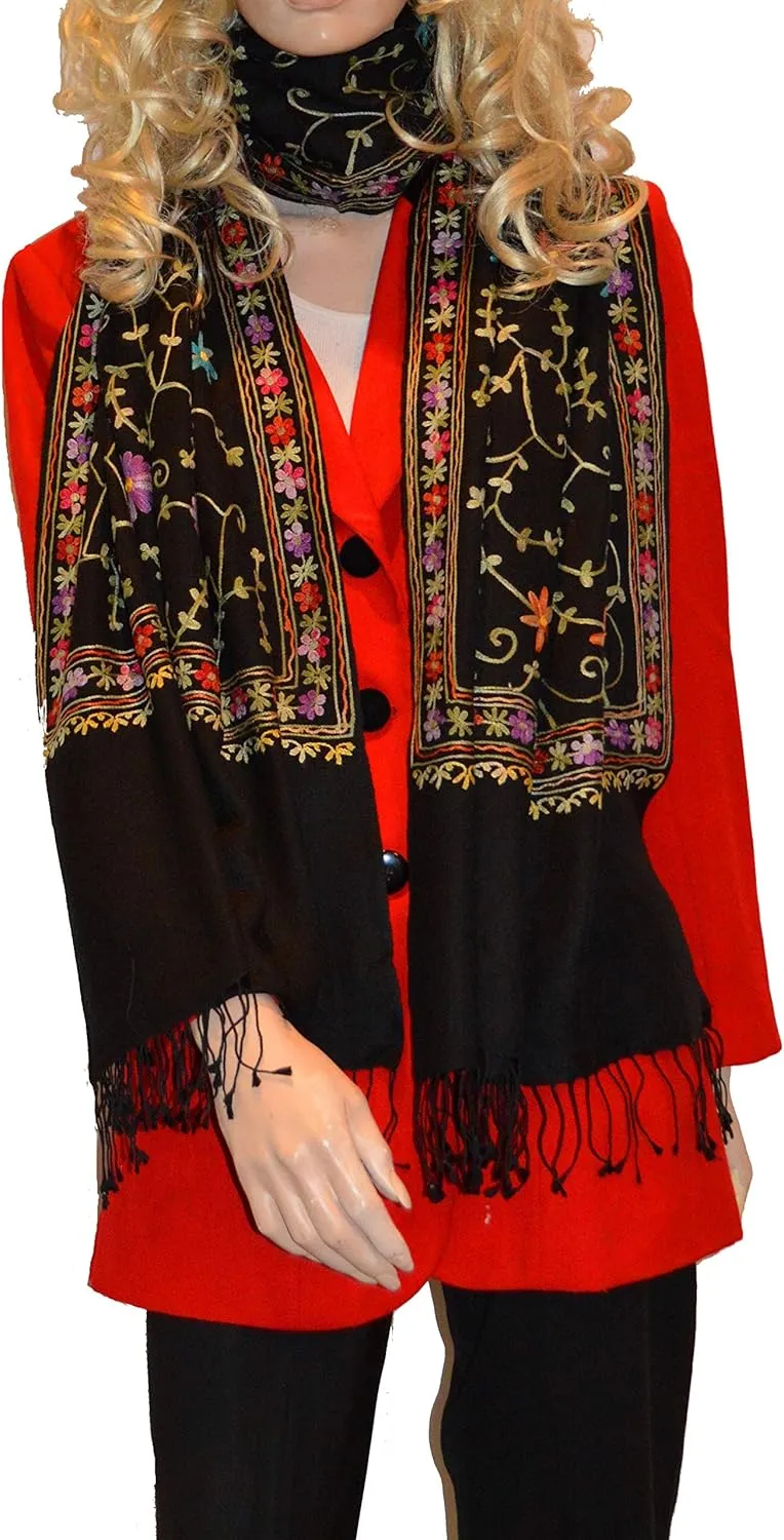 Embroidery Shawl/Crewel Embroidery Shawl/Embroidery Scarf/Sequin Scarf/Shawl (Style 13)