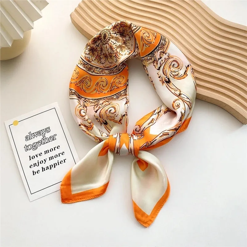 Fashion Elegant Printing Thin Square Dacron Scarf Neck Protection 70*70