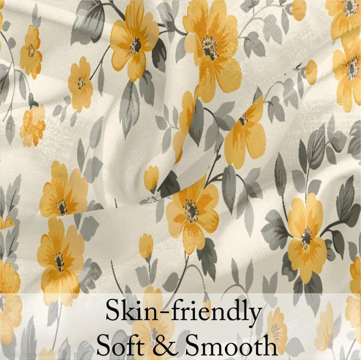 Fashion Head Scarf Lightweight Silk Feeling Shawls and Wraps Patterned Floral Print Large Silk Scarf for Women