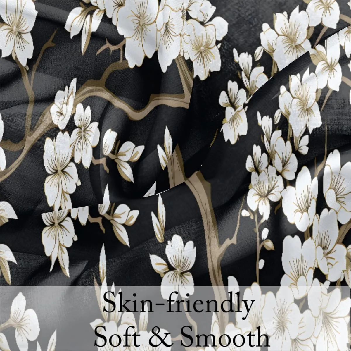 Fashion Head Scarf Lightweight Silk Feeling Shawls and Wraps Patterned Floral Print Large Silk Scarf for Women