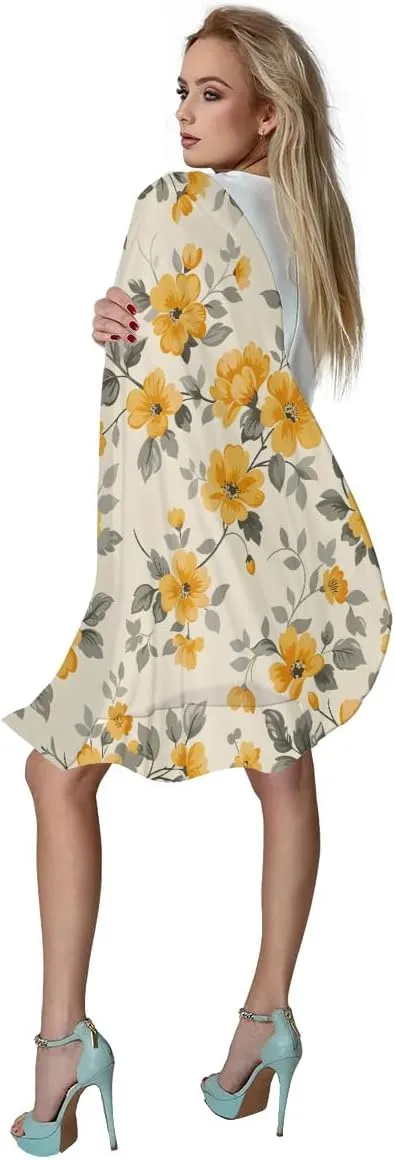 Fashion Head Scarf Lightweight Silk Feeling Shawls and Wraps Patterned Floral Print Large Silk Scarf for Women