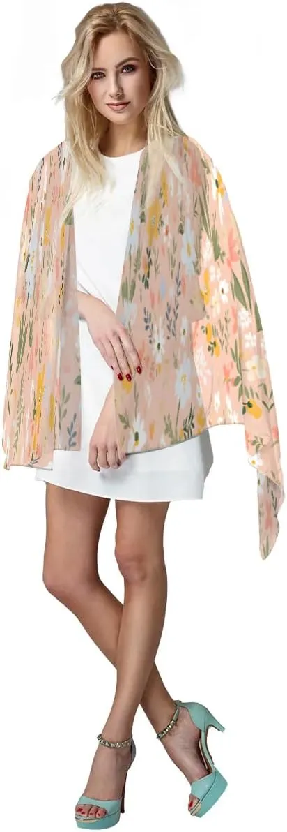Fashion Head Scarf Lightweight Silk Feeling Shawls and Wraps Patterned Floral Print Large Silk Scarf for Women