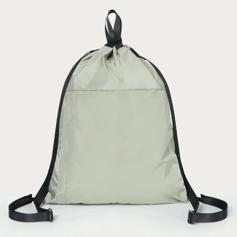 Foldable Solid Color Drawstring Backpack Sports Travel Portable Daypack