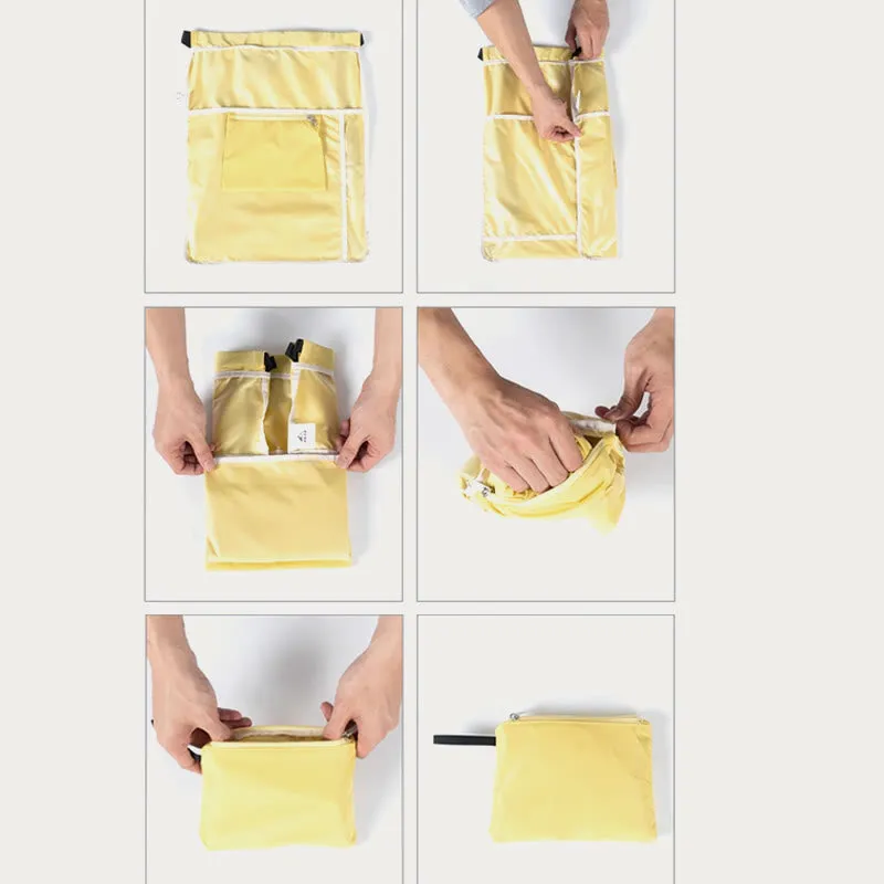 Foldable Solid Color Drawstring Backpack Sports Travel Portable Daypack