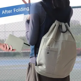 Foldable Solid Color Drawstring Backpack Sports Travel Portable Daypack