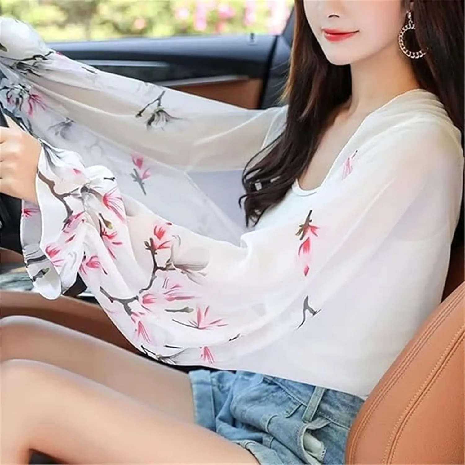 Gloryboom Women'S UV Protection Shawl Women's Ice Silk Cooling Sunproof Shawl Lightweight Breathable Sleeve Cover