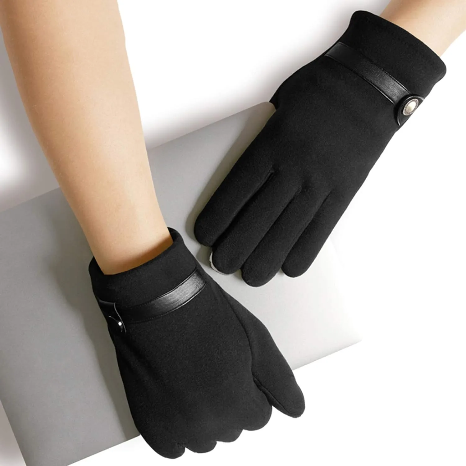 Gloves Touch Screen Knitted Gloves Winter Gloves Touch Screen Gloves Non-Slip Breathable (Color : Black)