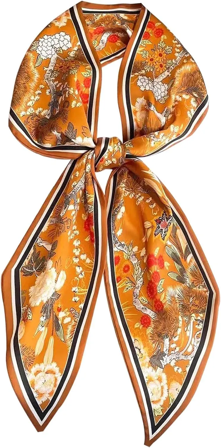 Head Scarf Hair Neck Scarves For Women Purse Bag Scarfs For Handbags Silky Long Thin Satin Headscarf Fashion