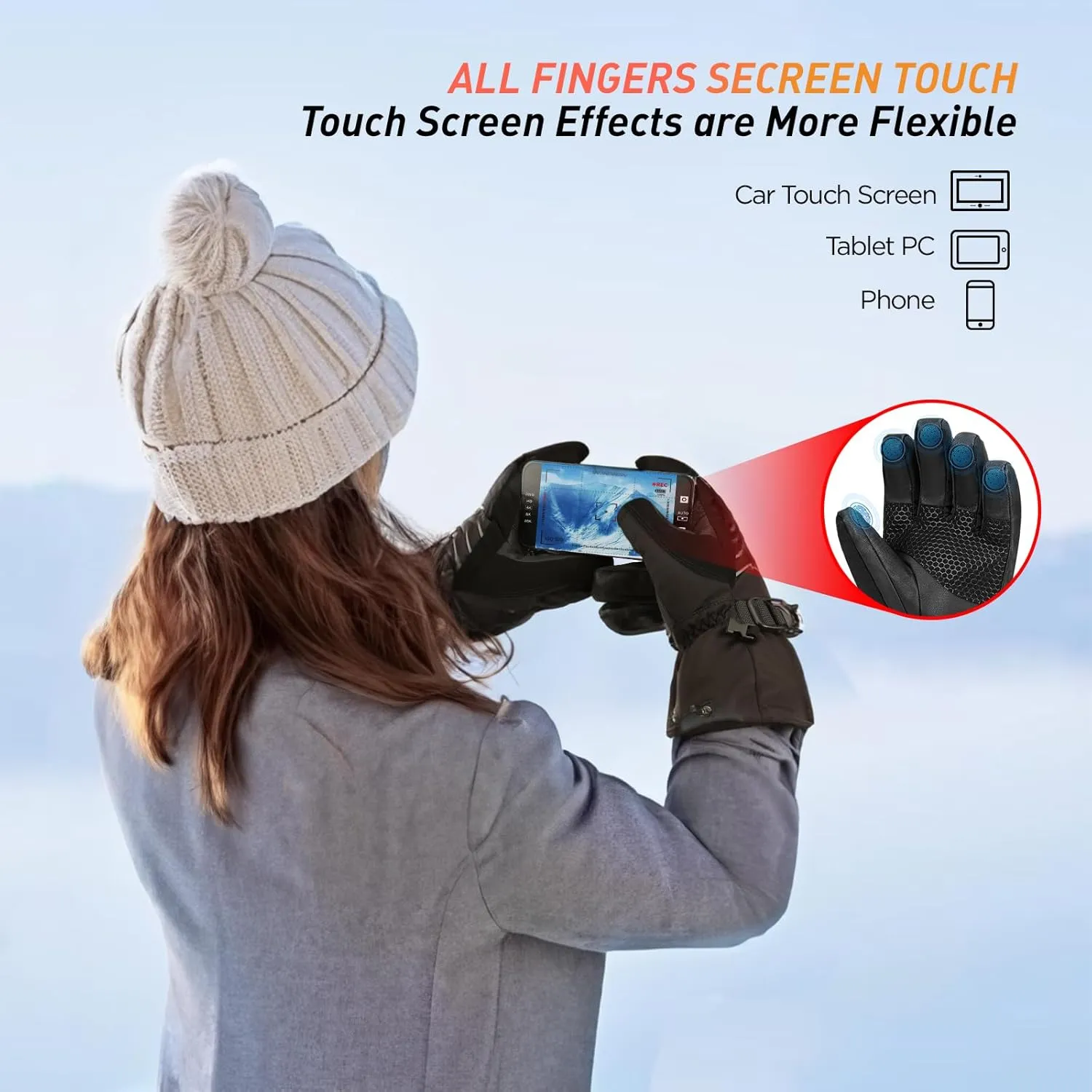 Heated Gloves for Men Women - 7.4V 23.68 WH Battery Rechargeable Heating Ski Gloves, Electric Gloves for Winter Outdoor Work Skiing Hiking Camping Raynaud