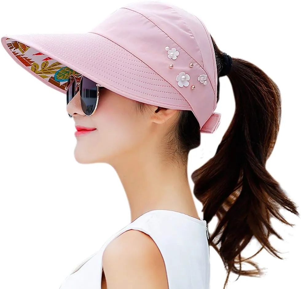 HINDAWI Sun Hats for Women Wide Brim Sun Hat UV Protection Caps Floppy Beach Packable Visor