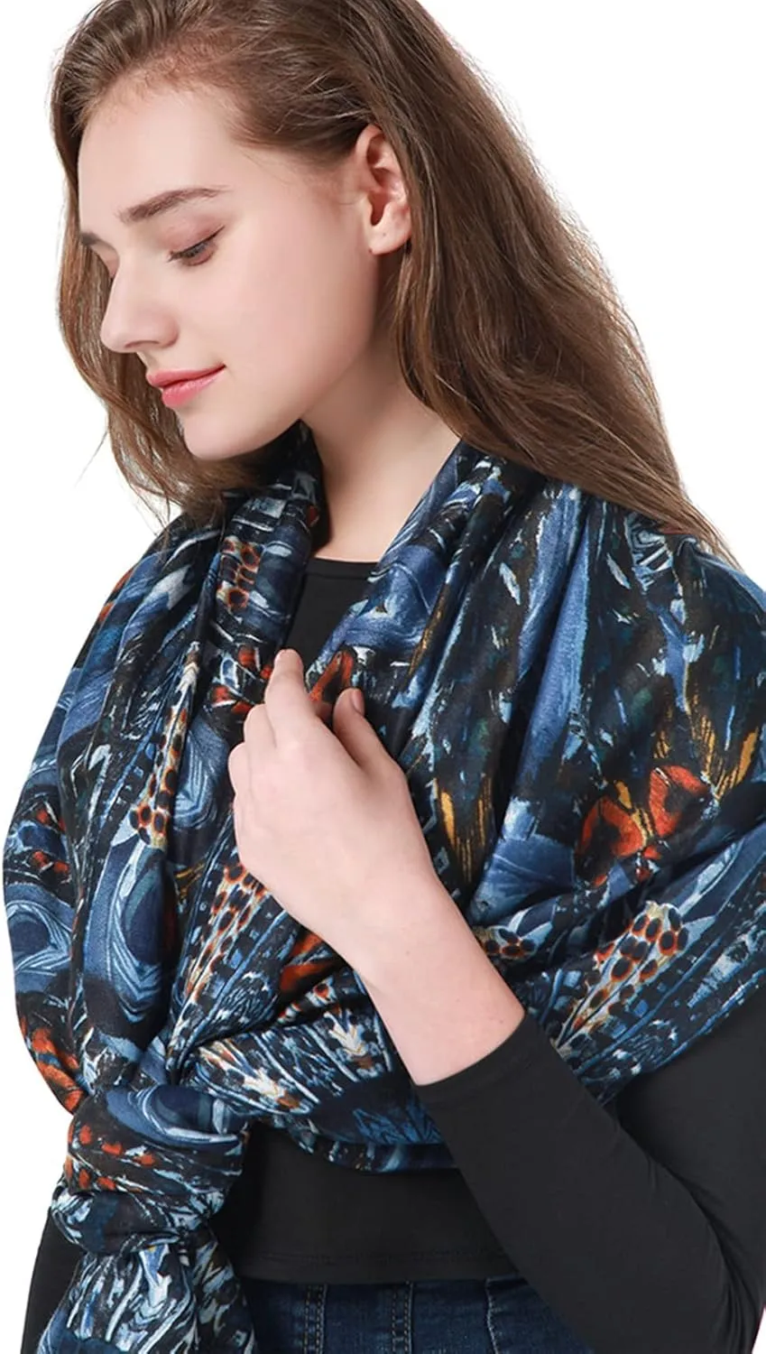 Insun Women's Flower Print Faux Cashmere Ultra Soft Scarves Long Cotton Blend Scarves Neck Winter Wraps 35.4"x70.9"