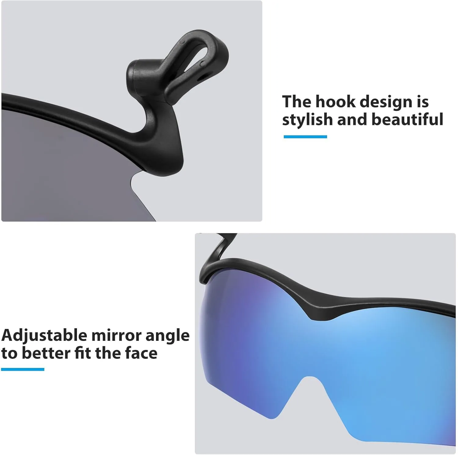 LELEBEAR Cap Clip Sunglasses, Cycling Clip On Hat Polarized Sunglasses, Baseball Cap Clip On Sunglasses For Women And Men