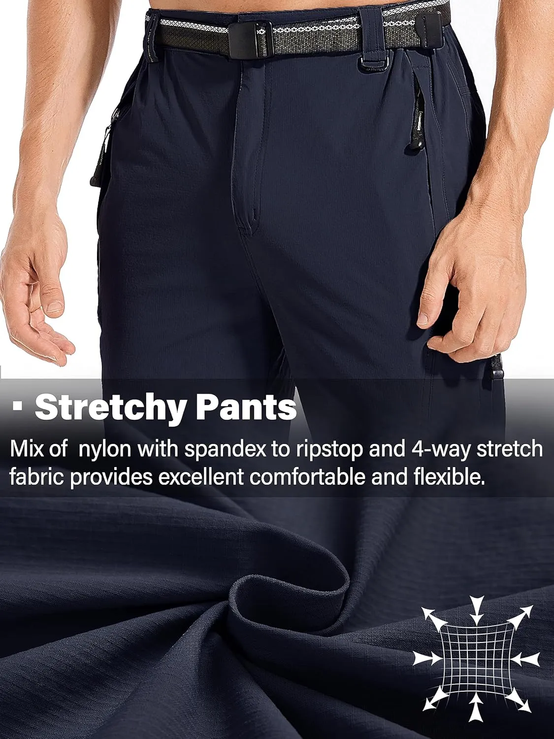 Men's Hiking Pants Quick Dry Cargo Work Lightweight Tactical Pants Stretch Waterproof Outdoor Fishing Travel Safari Pants