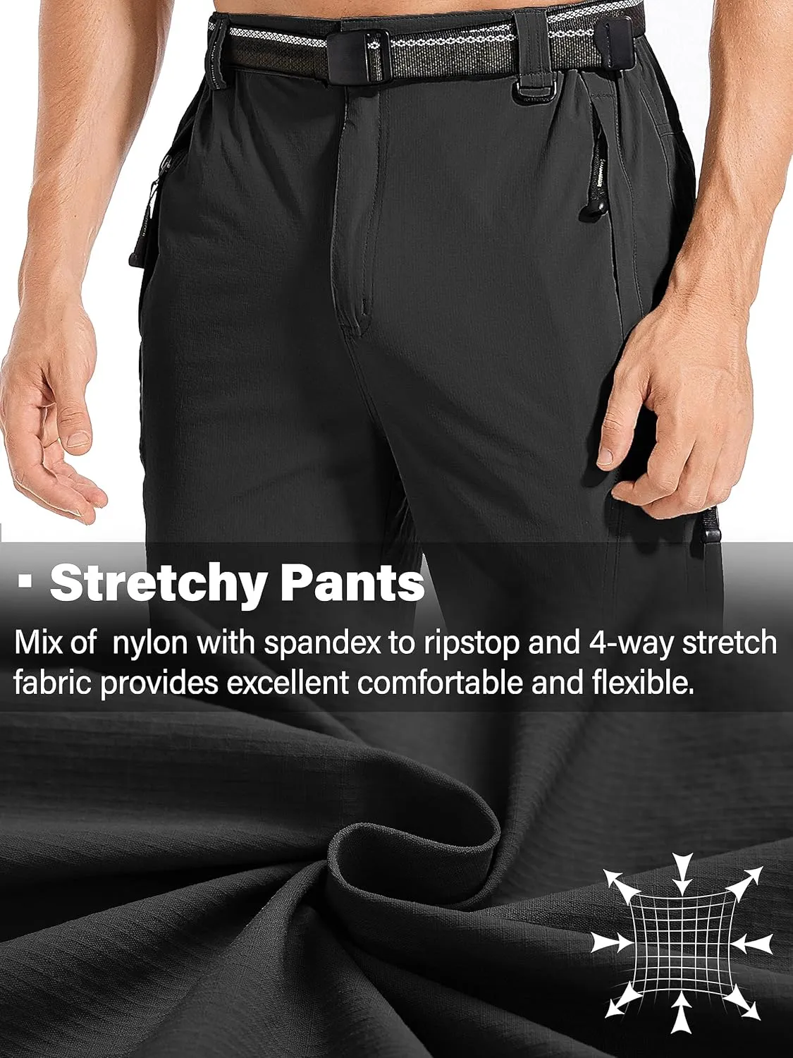 Men's Hiking Pants Quick Dry Cargo Work Lightweight Tactical Pants Stretch Waterproof Outdoor Fishing Travel Safari Pants