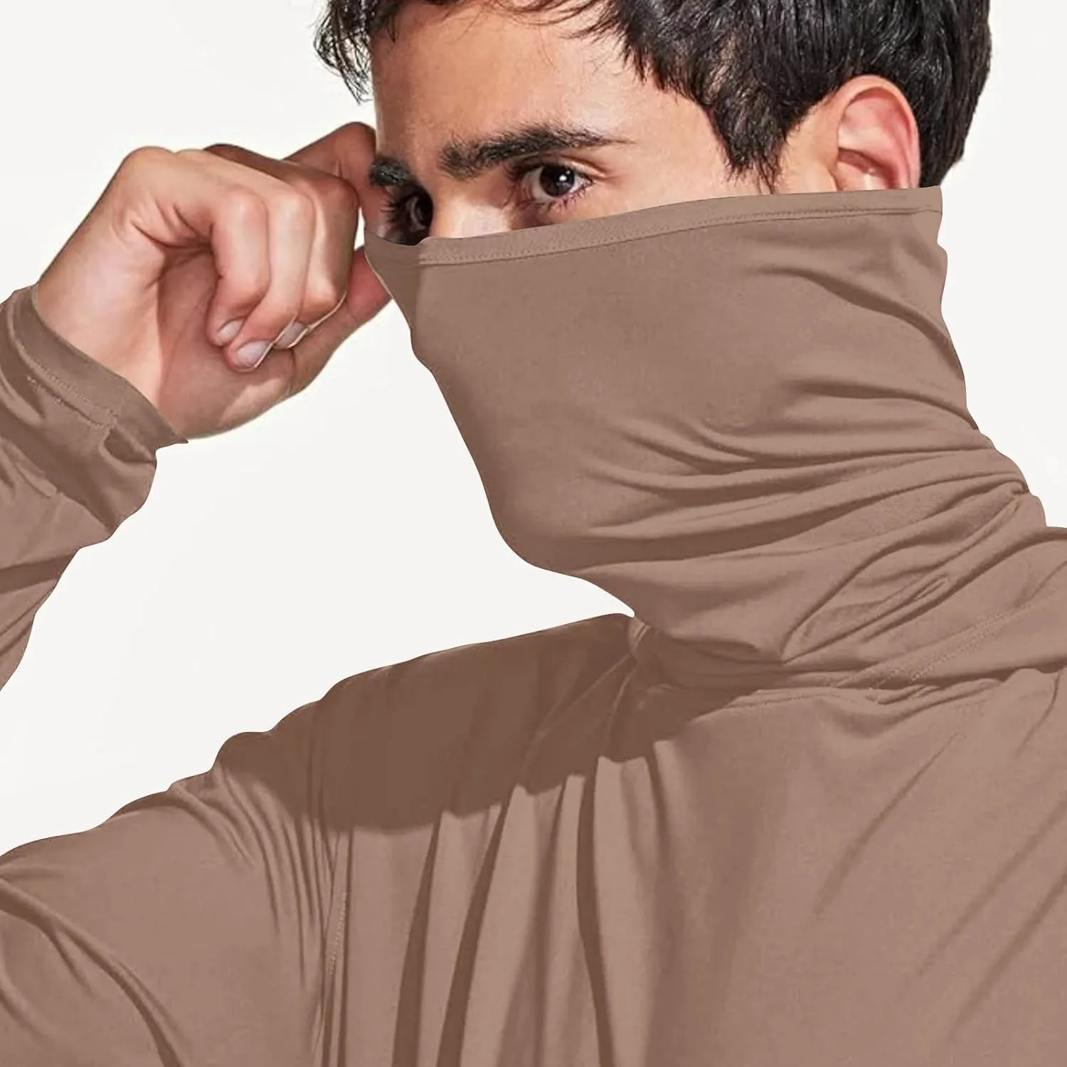 Men's UPF 50  Sun Protection Shirt with Mask Lightweight Long Sleeve Hooded Cooling Hiking Fishing Performance Shirts