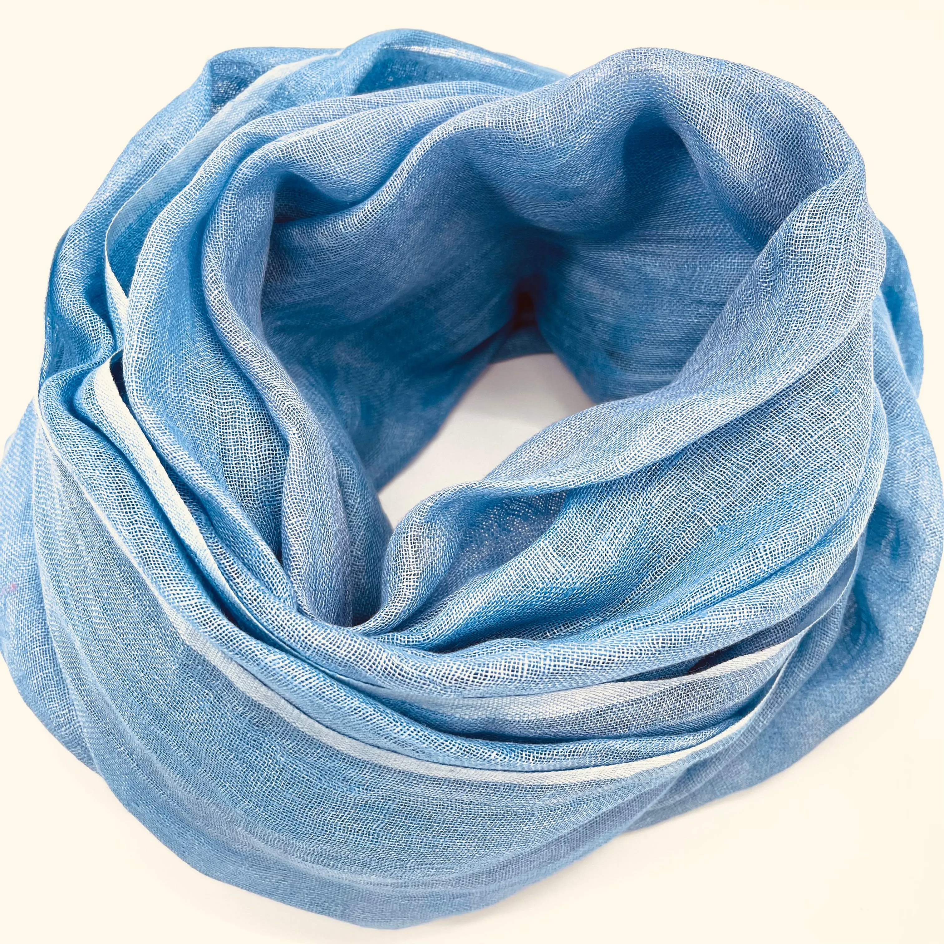Natural Hand Dyed Linen Scarf : Crush Blue