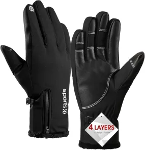 Pleneal Winter Ski Gloves Women Men, Windproof Waterproof Gloves with Warm Touchscreen Thermal Lining Anti-Slip for Work