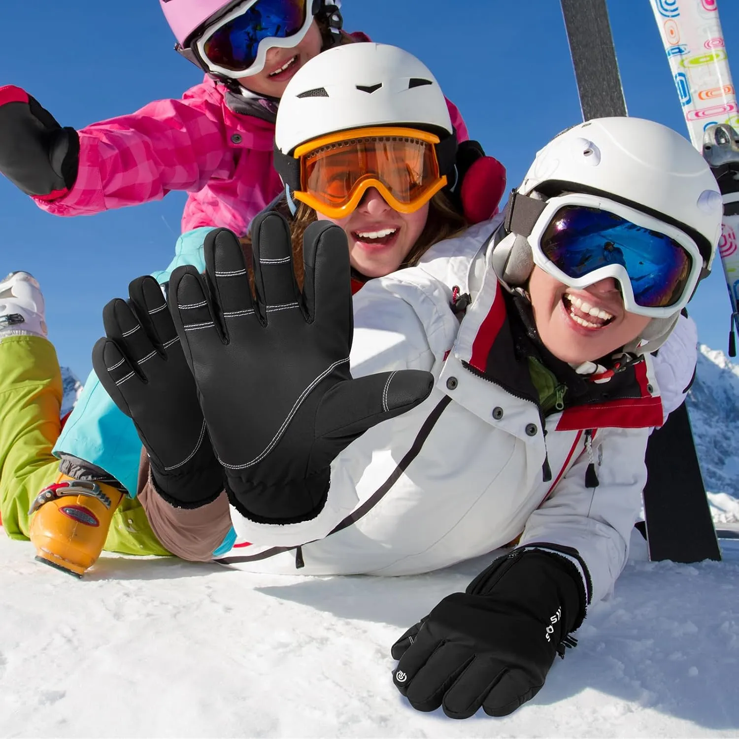 Pleneal Winter Ski Gloves Women Men, Windproof Waterproof Gloves with Warm Touchscreen Thermal Lining Anti-Slip for Work