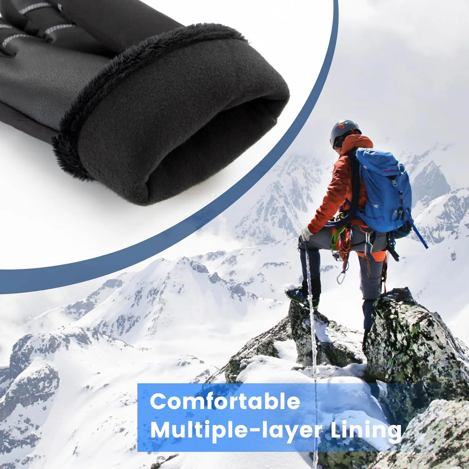 Pleneal Winter Ski Gloves Women Men, Windproof Waterproof Gloves with Warm Touchscreen Thermal Lining Anti-Slip for Work