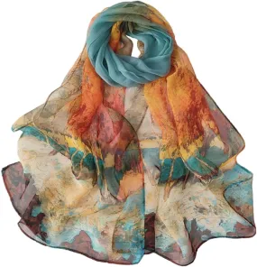 Pokeedioty Scarfs for Women Lightweight Fashion Scarves Elegant Floral Pattern Sheer Scarfs Sunscreen Shawls Wraps