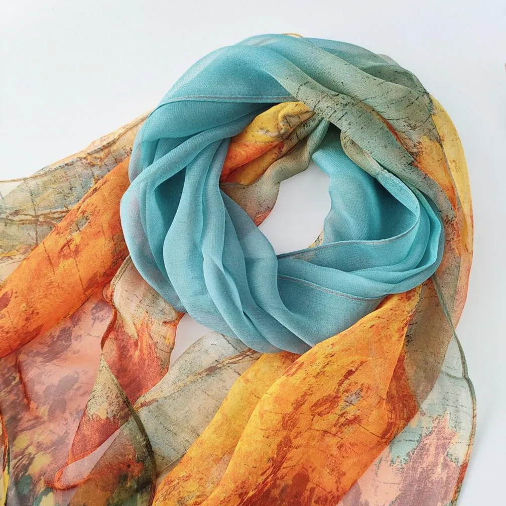 Pokeedioty Scarfs for Women Lightweight Fashion Scarves Elegant Floral Pattern Sheer Scarfs Sunscreen Shawls Wraps