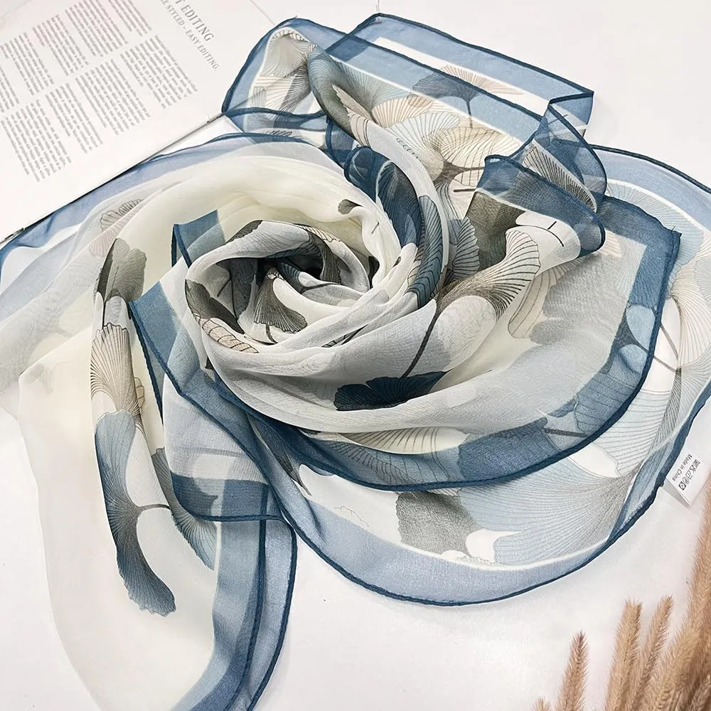 Pokeedioty Scarfs for Women Lightweight Fashion Scarves Elegant Floral Pattern Sheer Scarfs Sunscreen Shawls Wraps