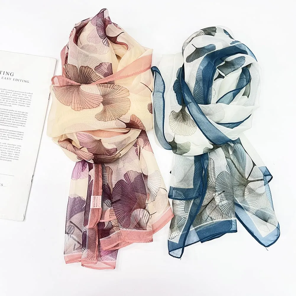 Pokeedioty Scarfs for Women Lightweight Fashion Scarves Elegant Floral Pattern Sheer Scarfs Sunscreen Shawls Wraps