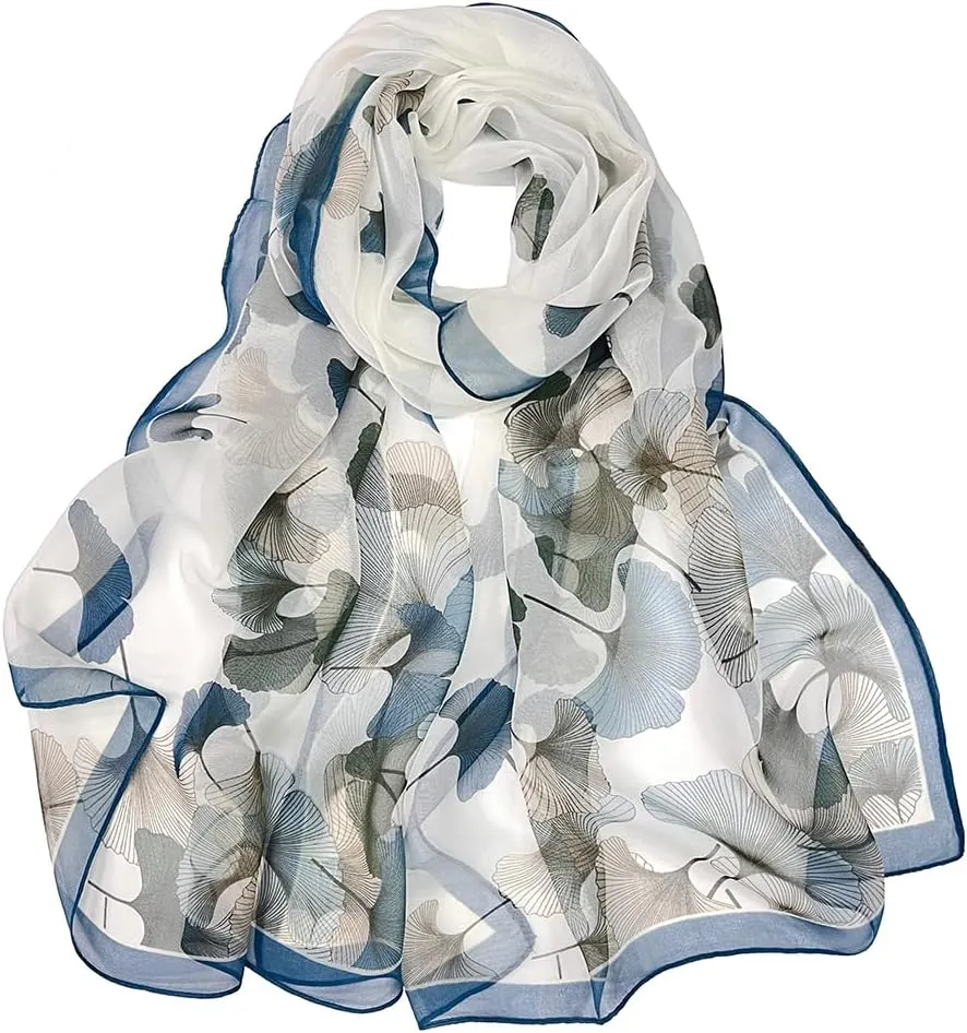 Pokeedioty Scarfs for Women Lightweight Fashion Scarves Elegant Floral Pattern Sheer Scarfs Sunscreen Shawls Wraps