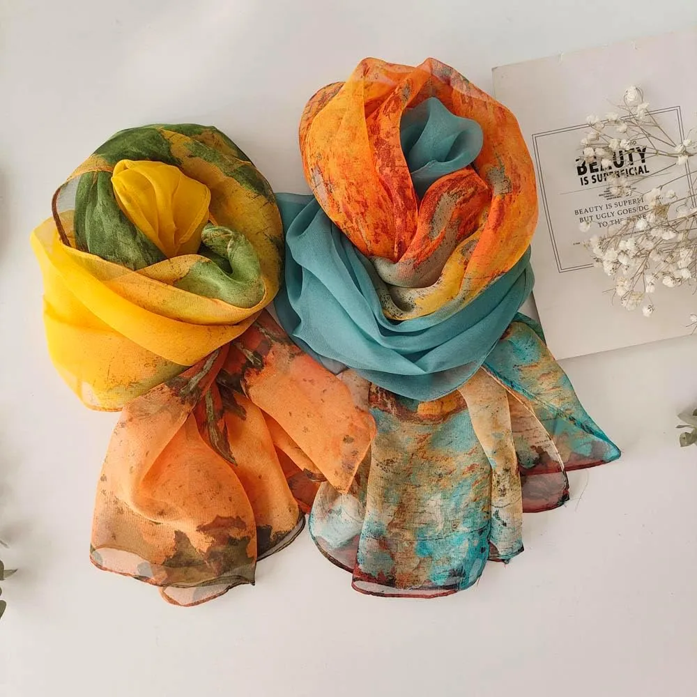 Pokeedioty Scarfs for Women Lightweight Fashion Scarves Elegant Floral Pattern Sheer Scarfs Sunscreen Shawls Wraps
